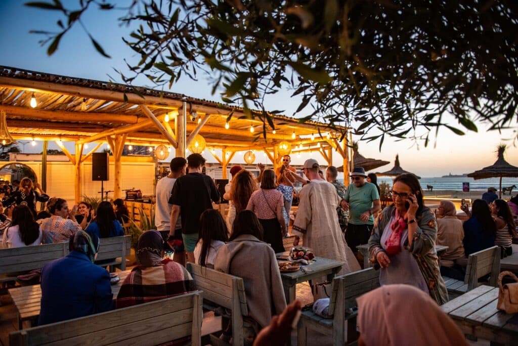 Warm terrace night atmosphere